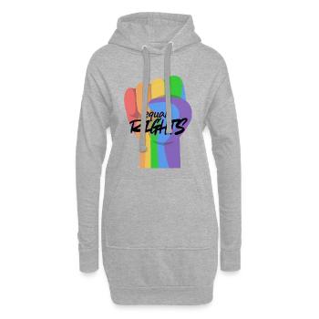 Égalité du Poing Arc-en-ciel - Sweat-shirt à capuche long Femme - gris chiné - Devant