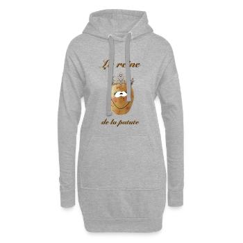 La reine de la patate – Humour cuisine - Sweat-shirt à capuche long Femme - gris chiné - Devant