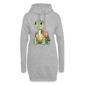 Motif de dessin animé de tortue verte - Sweat-shirt à capuche long Femme - gris chiné - Devant