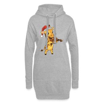 Weihnachtsgiraffen-Tier spielt Geige - Hoodie-Kleid - Grau meliert - Vorne