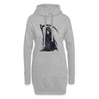 Faucheuse en robe noire - Sweat-shirt à capuche long Femme - gris chiné - Devant