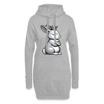 Kaninchen Hase Hasen langohr Klopfer Rammler - Hoodie-Kleid - Grau meliert - Vorne