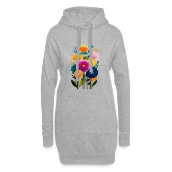 Bunte Blütenpracht Strauß Illustration - Hoodie-Kleid - Grau meliert - Vorne