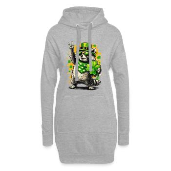 Waschbär St Patricks Day Kleeblatt Lustig - Hoodie-Kleid - Grau meliert - Vorne