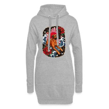 Rhodesian Ridgeback im Japan Tattoo Stil - Hoodie-Kleid - Grau meliert - Vorne