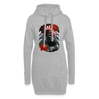 Gorilla im japanischen Irezumi Tattoo Stil - Hoodie-Kleid - Grau meliert - Vorne