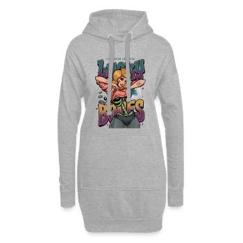Lucky Bones Retro Skeleton Pin Up Streetwear - Hoodie Dress - heather grey - Front