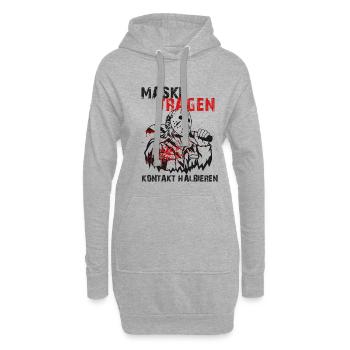 Maske Tragen! Kontakt Halbieren! Coronavirus 2020 - Hoodie-Kleid - Grau meliert - Vorne