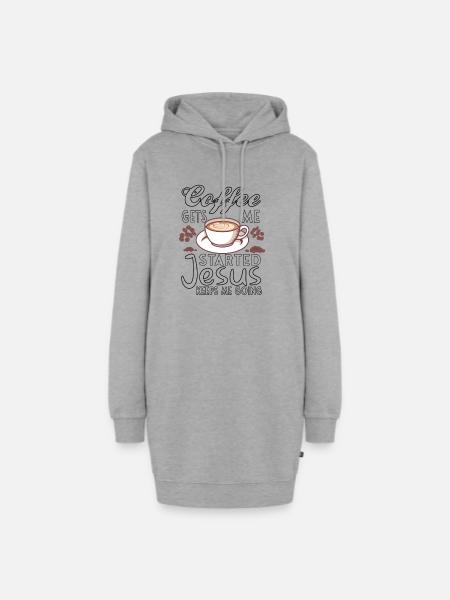 Kaffee Christentum Jesus Gott Christliches - Hoodie-Kleid - Grau meliert