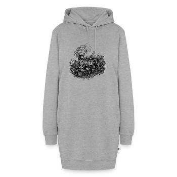 Modélisme ancienne locomotive ferroviaire locomotive à vapeur - Sweat-shirt à capuche long Femme - gris chiné - Devant