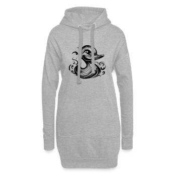 Drôle de canard souriant avec un énorme bec - Sweat-shirt à capuche long Femme - gris chiné - Devant