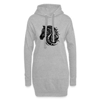 Hübsches Pferde Porträt Tattoo Style - Hoodie-Kleid - Grau meliert - Vorne