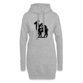 Lustiges Lama mit chillendem Koala auf dem Rücken - Hoodie-Kleid - Grau meliert - Vorne