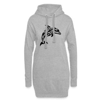 Springender süßer Tattoo Delfin - Hoodie-Kleid - Grau meliert - Vorne