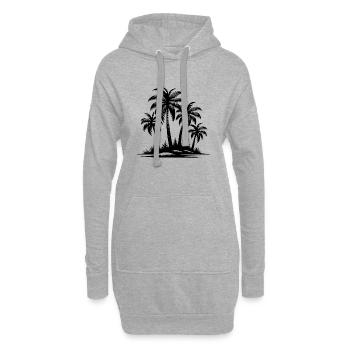 Tropische Palmen und Strand - Hoodie-Kleid - Grau meliert - Vorne