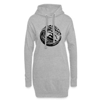 Surfer der mit Surfboard in den Wellen surft - Hoodie-Kleid - Grau meliert - Vorne