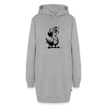 Niedlicher Kinder Bleistift Papagei Zeichnung - Hoodie-Kleid - Grau meliert - Vorne