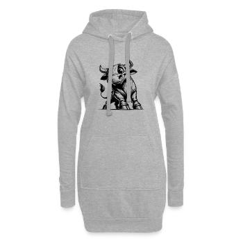 Drôle de taureau crayon avec d’énormes cornes - Sweat-shirt à capuche long Femme - gris chiné - Devant