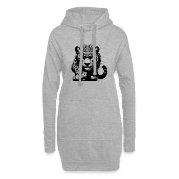 Wild Leopard on the Hunt Grim Big Cat - Hoodie Dress - heather grey - Front