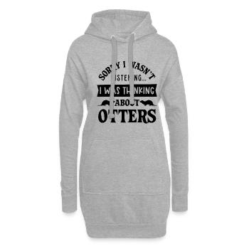 En pensant aux loutres, mignon animal de la forêt, - Sweat-shirt à capuche long Femme - gris chiné - Devant