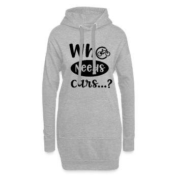 Un cycliste dit drôle : voitures, mobilité durable - Sweat-shirt à capuche long Femme - gris chiné - Devant