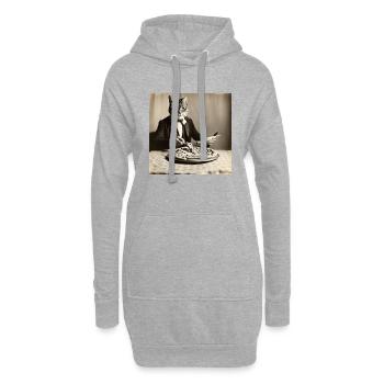 Katze / Tier / Foto / Sepia / Retro / Pizza - Hoodie-Kleid - Grau meliert - Vorne
