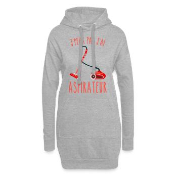 J peux pas j ai aspirateur - Sweat-shirt à capuche long Femme - gris chiné - Devant