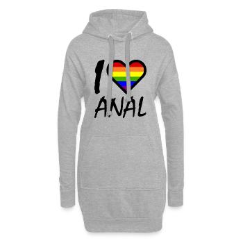 I love anal - Sweat-shirt à capuche long Femme - gris chiné - Devant