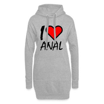I love - Sweat-shirt à capuche long Femme - gris chiné - Devant