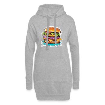Burgers / Restauration rapide / Nourriture / Petits pains / Boeuf - Sweat-shirt à capuche long Femme - gris chiné - Devant