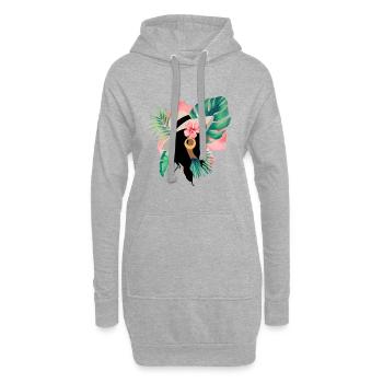 femme noire Tropical Afro - Sweat-shirt à capuche long Femme - gris chiné - Devant