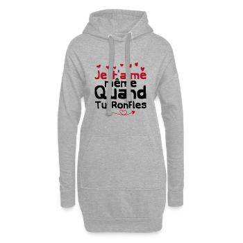 je t'aime même quand tu ronfles - Sweat-shirt à capuche long Femme - gris chiné - Devant