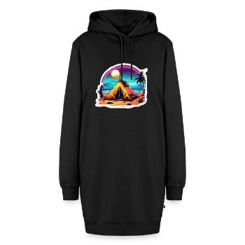 Forêt / Sauvage / Tente / Sauvage / Arbres / Vie - Sweat-shirt à capuche long Femme - noir - Devant