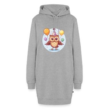 hibou anniversaire bébé - Sweat-shirt à capuche long Femme - gris chiné - Devant