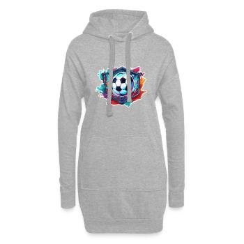 Football / Jeu / Ballon / Terrain / Tir - Sweat-shirt à capuche long Femme - gris chiné - Devant