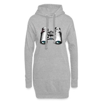 Fernglas / Beobachtung / Observation / Abenteuer - Hoodie-Kleid - Grau meliert - Vorne