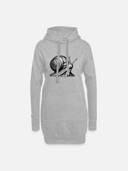 Schnecke / Tier / kriechen / Schleimig / langsam - Hoodie-Kleid - Grau meliert