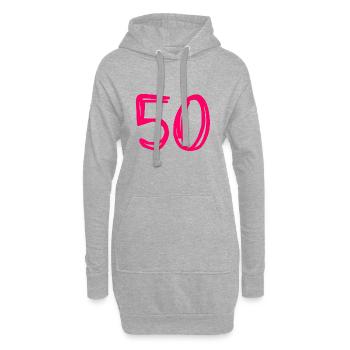 50 ANS. 50e ANNIVERSAIRE. ANNIVERSAIRE 50 ANS. 50 - Sweat-shirt à capuche long Femme - gris chiné - Devant