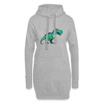 Dinosaurier / Tier / Urzeit / Reptil / Jungs - Hoodie-Kleid - Grau meliert - Vorne