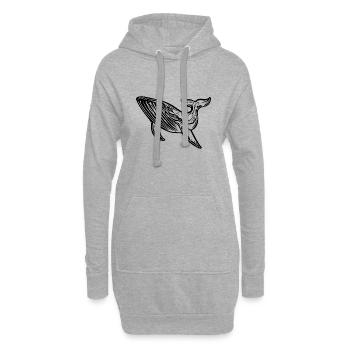 Baleine Vintage Sea Creature Pas de plastique dans l’espace de vie - Sweat-shirt à capuche long Femme - gris chiné - Devant