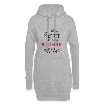 Pas parfaite mais belle mère - Sweat-shirt à capuche long Femme - gris chiné - Devant