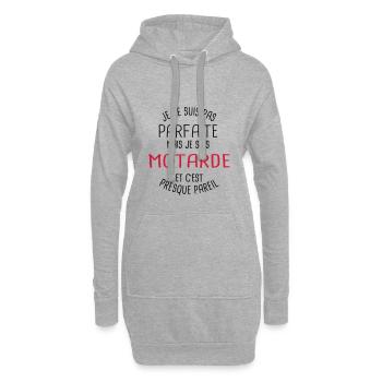 Pas parfaite mais motarde - Sweat-shirt à capuche long Femme - gris chiné - Devant