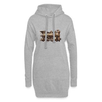 Zug / Lokomotive / Dampflok / Eisenbahn / Lock - Hoodie-Kleid - Grau meliert - Vorne