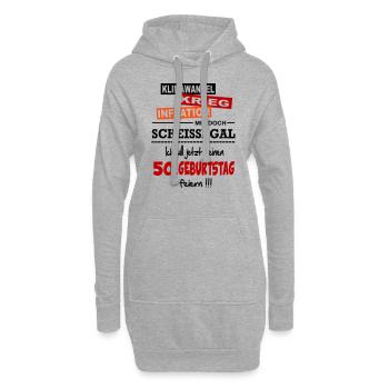 Geburtstag 50 Klimawandel Krieg Inflation Mir egal - Hoodie-Kleid - Grau meliert - Vorne