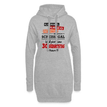 Geburtstag 30 Klimawandel Krieg Inflation Mir egal - Hoodie-Kleid - Grau meliert - Vorne