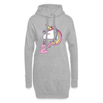 Anniversaire Fille Princesse Licorne 2 ans Cadeau - Sweat-shirt à capuche long Femme - gris chiné - Devant