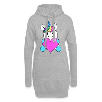 Licorne avec coeur - Sweat-shirt à capuche long Femme - gris chiné - Devant