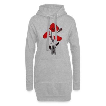 poppy mosaic - Hoodie Dress - heather grey - Front