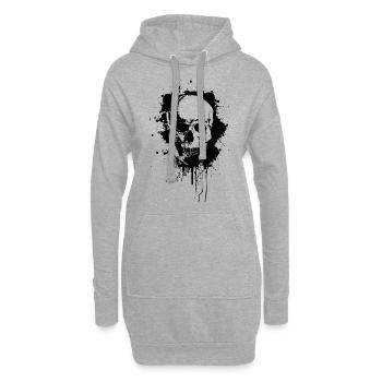 Crâne de tatouage de sang - Sweat-shirt à capuche long Femme - gris chiné - Devant