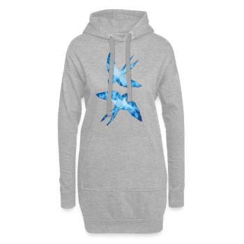 Aquarell Schwalben - Hoodie-Kleid - Grau meliert - Vorne